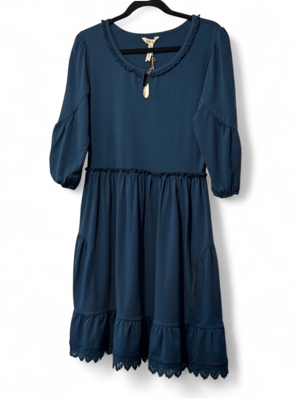 Cottagecore NWT Matilda Jane Hold The Key Dress Womens M Slate Blue Crochet Lace